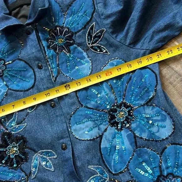 🌸Vintage Anage Women's Beaded/sequin Long Sleeve snap Front Jacket … - Picture 10 of 11